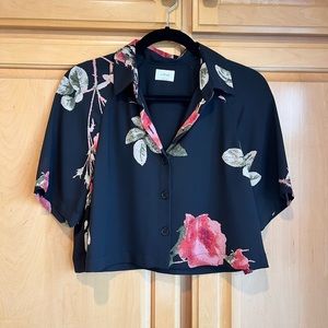 Cropped Floral Button Down